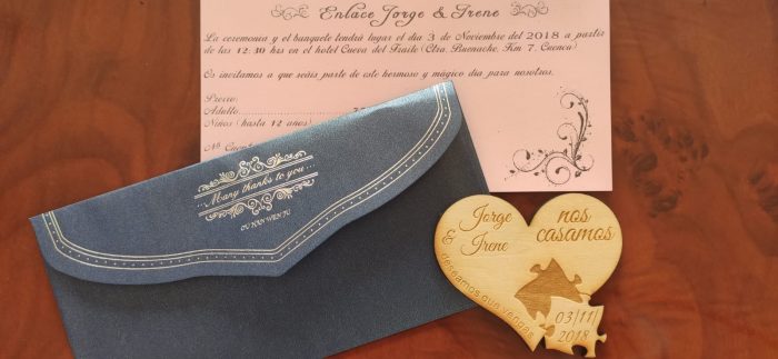 10 invitaciones madera o 3d+sobres